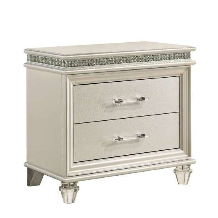 Furniture * | Cheapest Simple Relax Wooden Dresser With 2 Drawers In Pearl White Finish