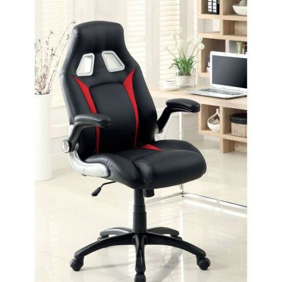 Furniture * | Coupon Simple Relax Leatherette Height Adjustable Office Chair In Black