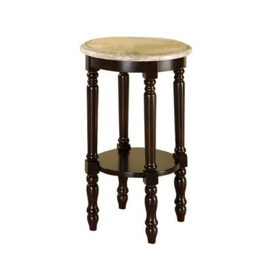 Furniture * | Top 10 Simple Relax Wooden Round End Table In Dark Cherry