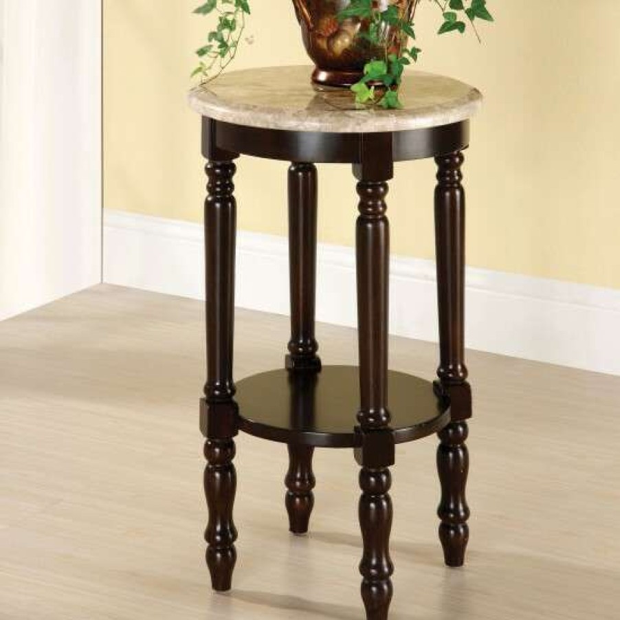 Furniture * | Top 10 Simple Relax Wooden Round End Table In Dark Cherry