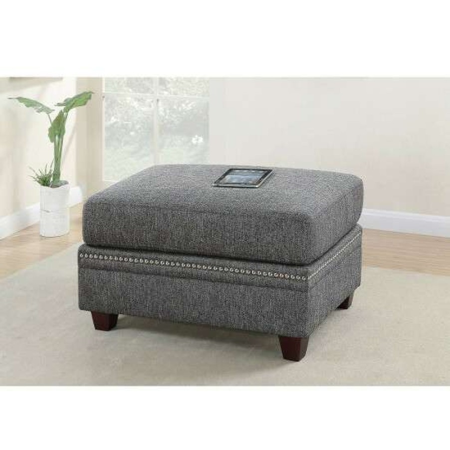 Furniture * | Budget Simple Relax Cotton Blended Fabric Cocktail Ottoman Ash Black