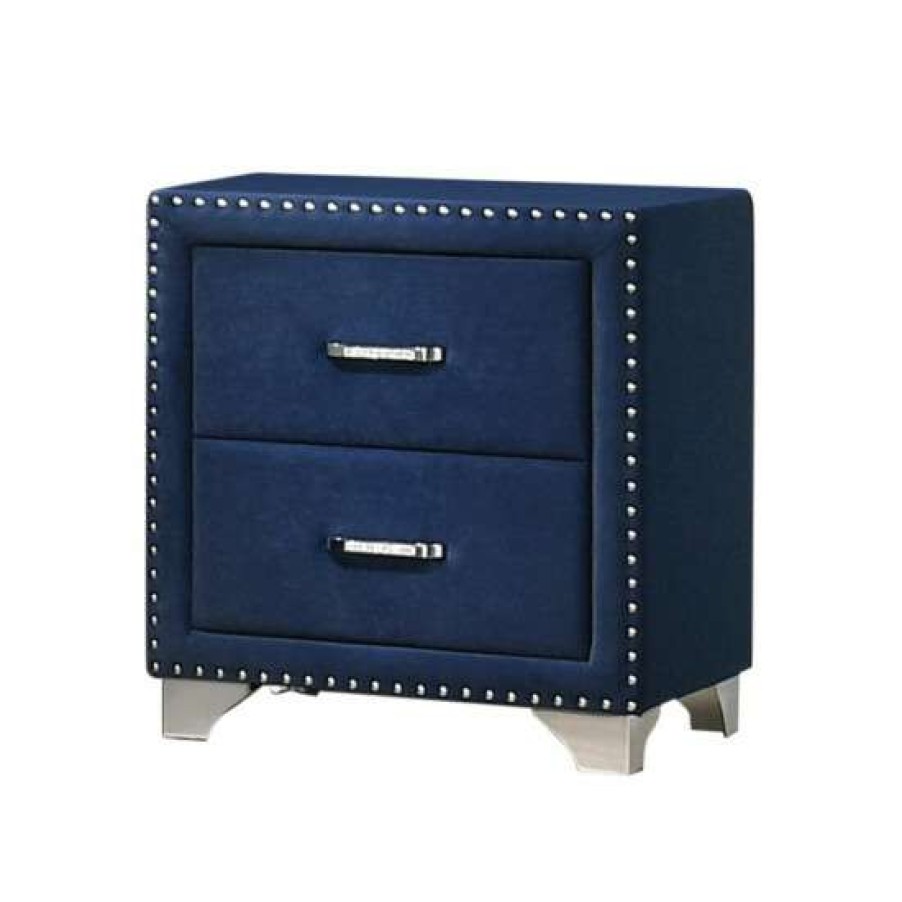 Furniture * | New Simple Relax 2 Drawers Velvet Nightstand With Metal Handles