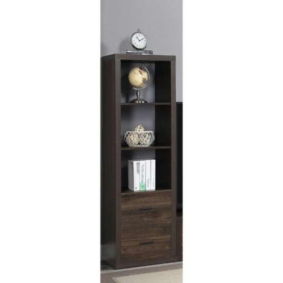 Furniture * | Wholesale Simple Relax Pier Cabinet Bookcase Modular Side Pier In Walnut Finish