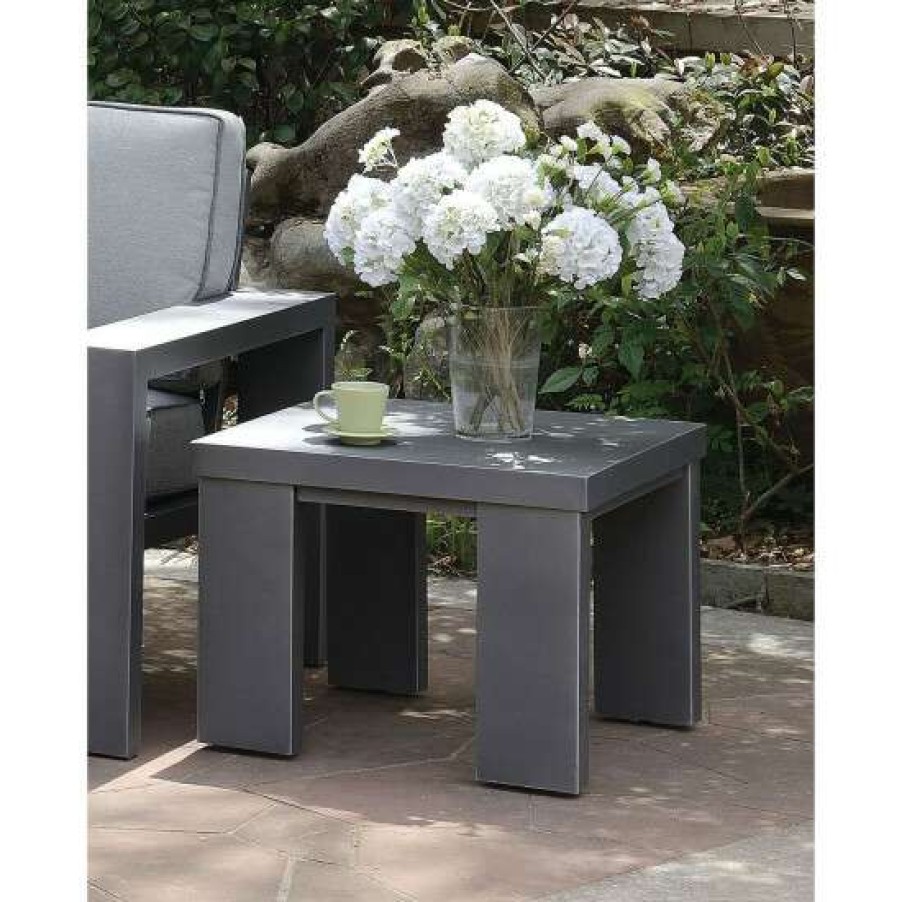 Garden & Patio * | Wholesale Simple Relax Aluminum End Table In Gray Finish