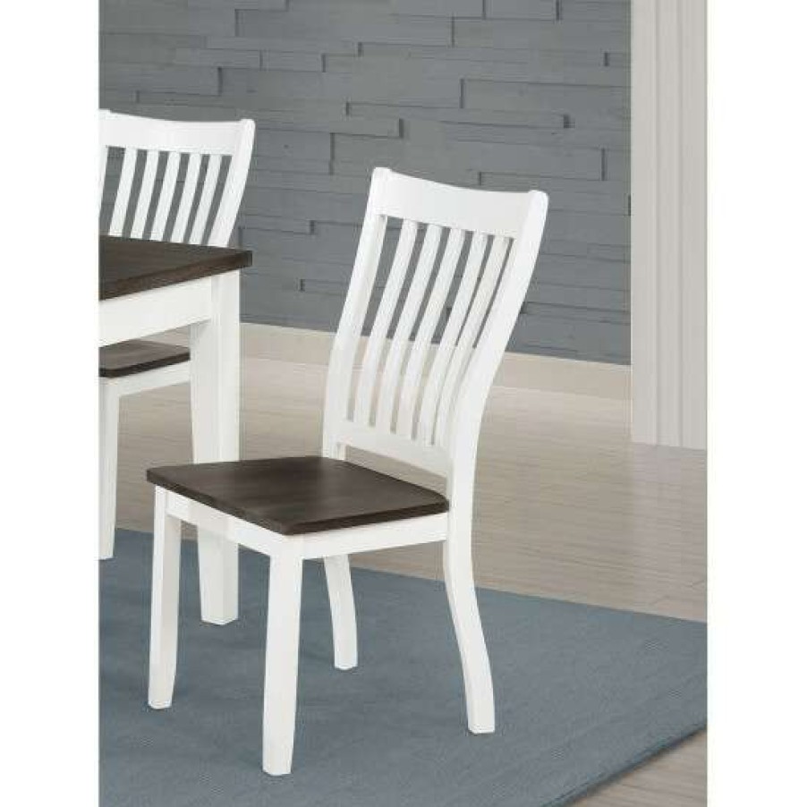 Furniture * | Cheap Simple Relax Set Of 2 Dining Side Chairs In Espresso And White