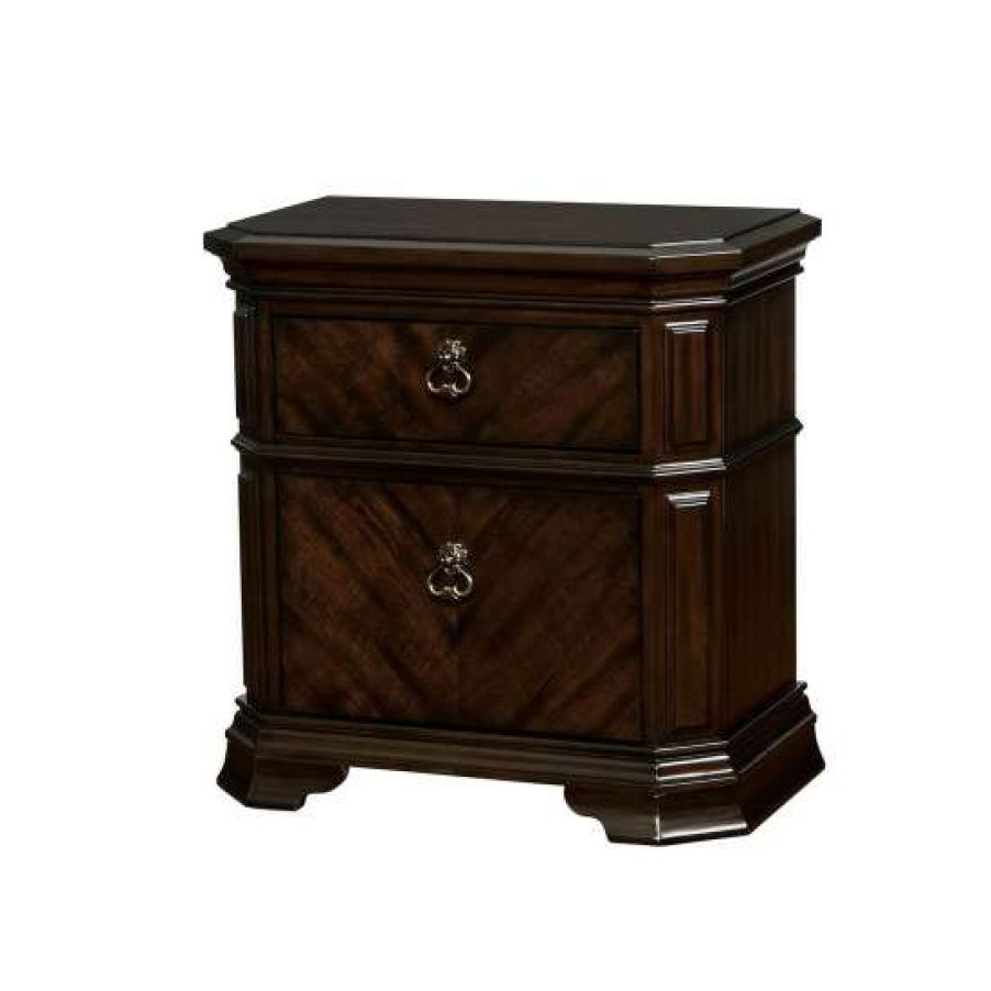 Furniture * | Cheap Simple Relax Wooden Nightstand In Espresso Finish