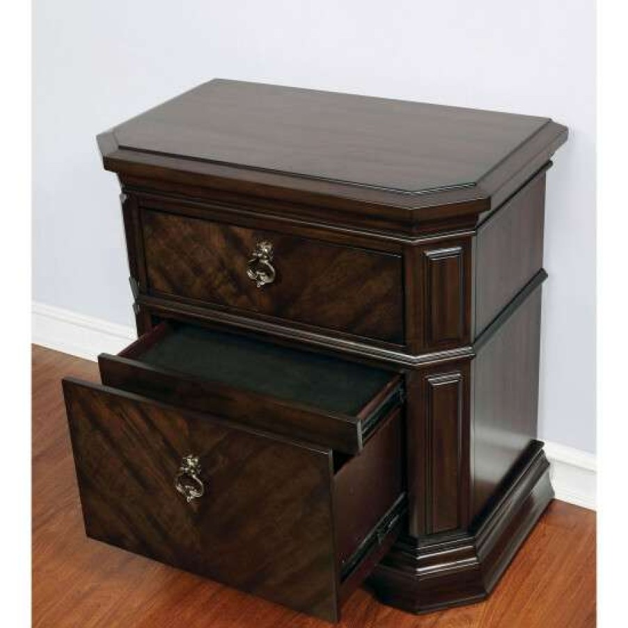 Furniture * | Cheap Simple Relax Wooden Nightstand In Espresso Finish