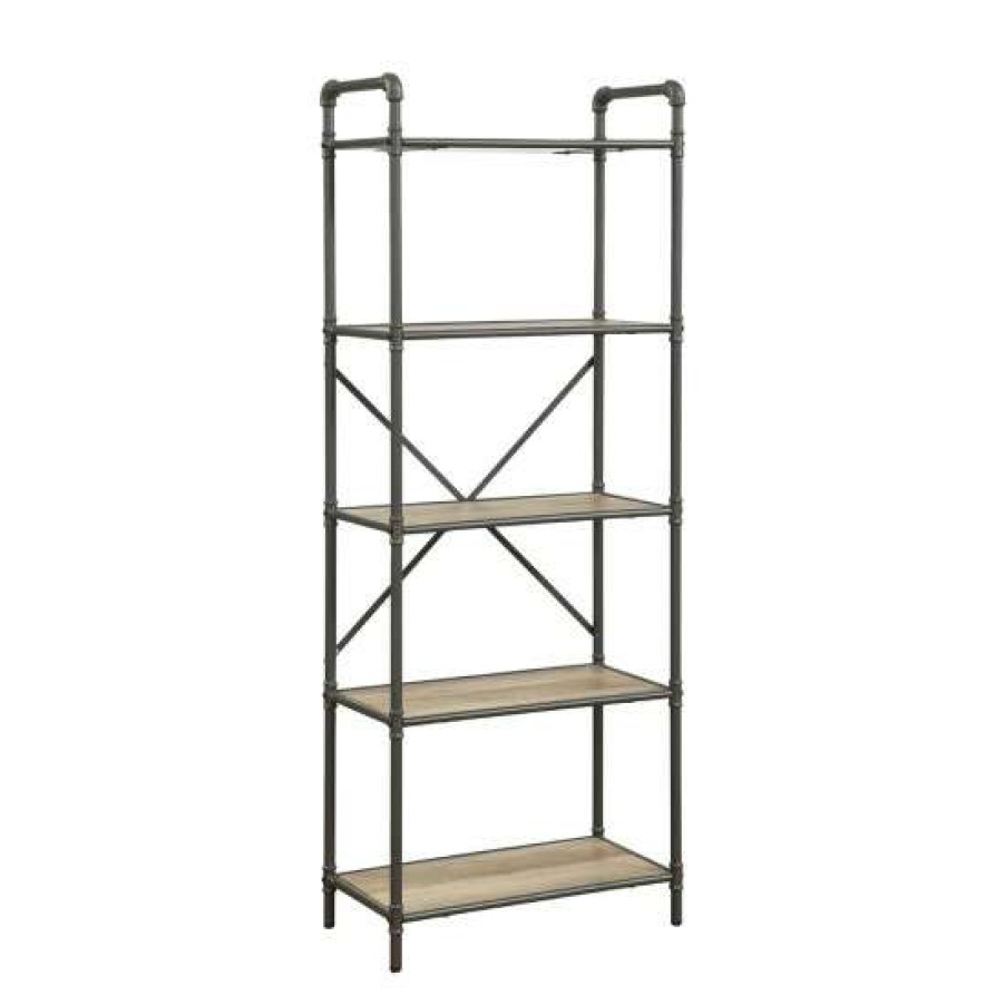 Furniture * | Best Reviews Of Simple Relax Rectangular 5 Tier Bookshelf In Antique Oak