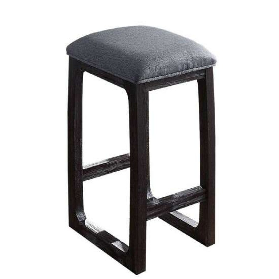 Furniture * | Hot Sale Simple Relax Fabric Counter Height Stool In Grey And Weathered Espresso Finish