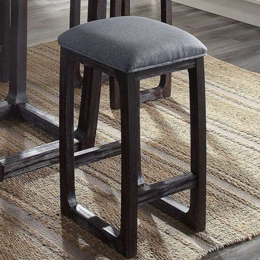 Furniture * | Hot Sale Simple Relax Fabric Counter Height Stool In Grey And Weathered Espresso Finish