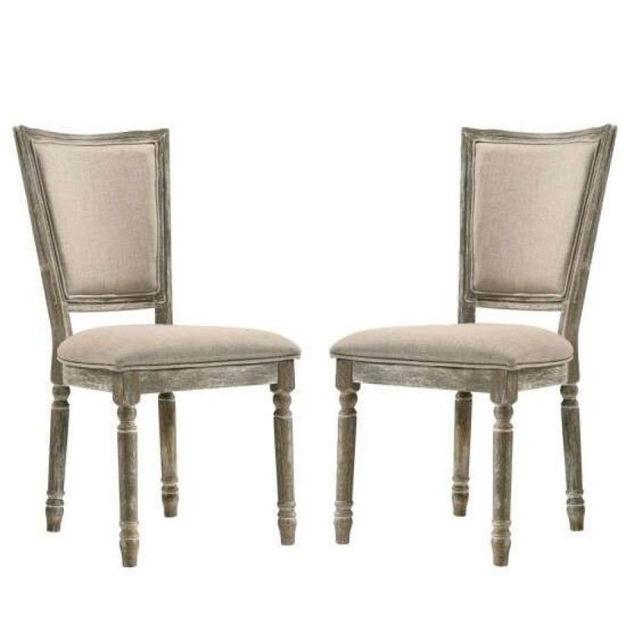 Furniture * | Hot Sale Simple Relax Set Of 2 Upholstered Side Chair In Reclaimed Gray Finish