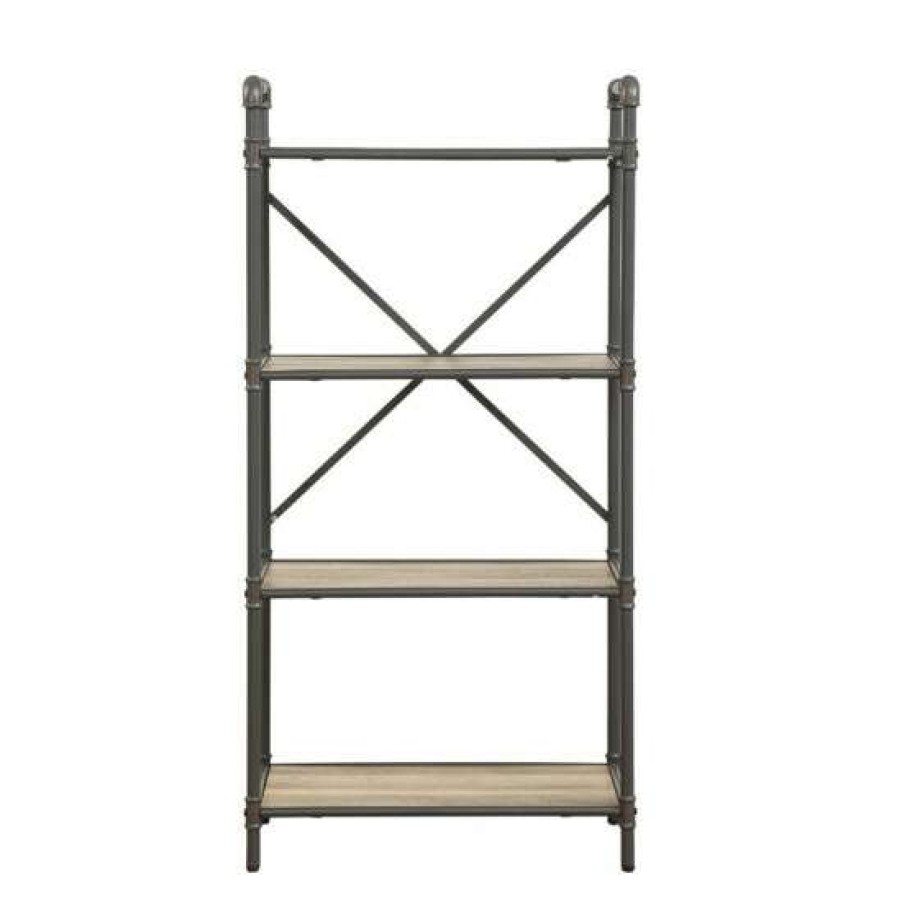 Furniture * | Buy Simple Relax Rectangular 4 Tier Bookshelf In Antique Oak