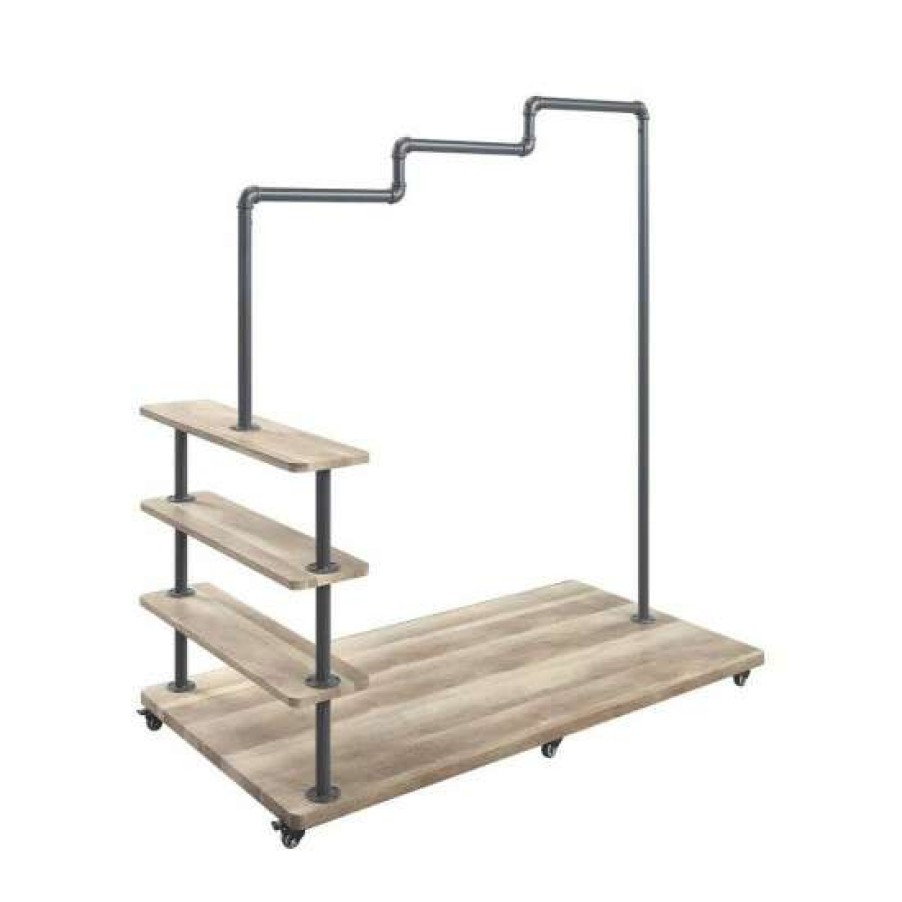 Furniture * | Best Pirce Simple Relax Clothing Rack In Oak And Sandy Gray