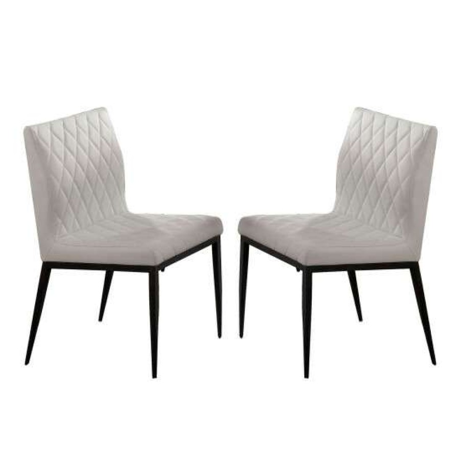 Furniture * | Top 10 Simple Relax Set Of 2 Leatherette And Metal Dining Chair In Black And Ivory Finish