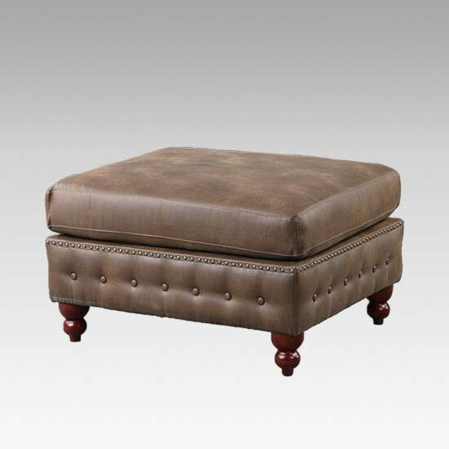 Furniture * | Best Sale Simple Relax Pu Ottoman With Button Tufted