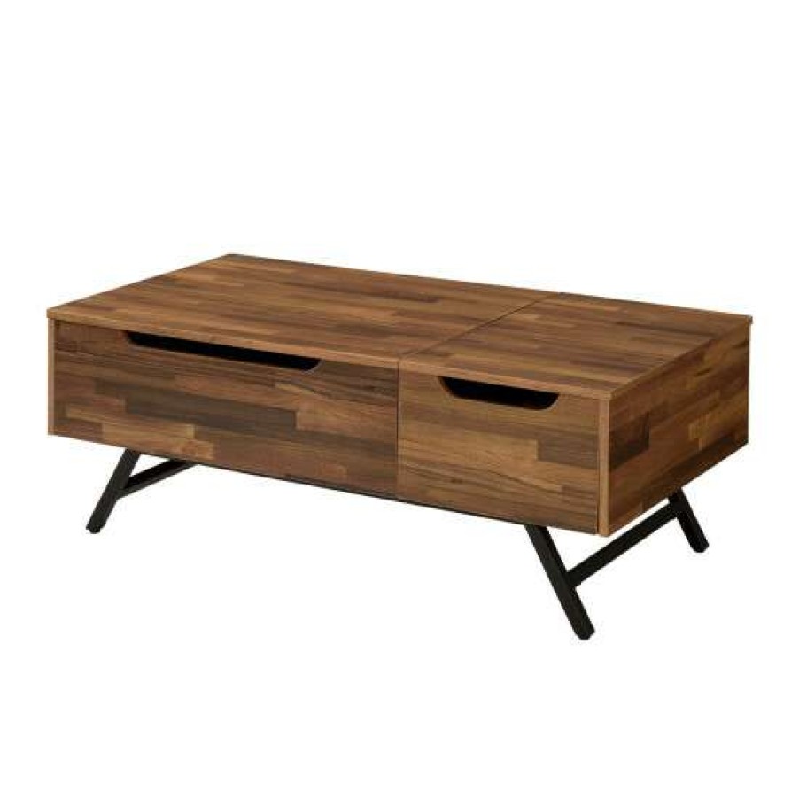 Furniture * | Best Sale Simple Relax Wooden Coffee Table W/Lift Top In Walnut Finish