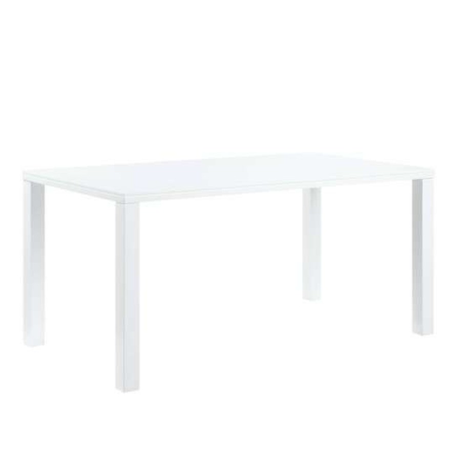 Furniture * | Buy Simple Relax Rectangular Wood Dining Table In High Gloss White Finish