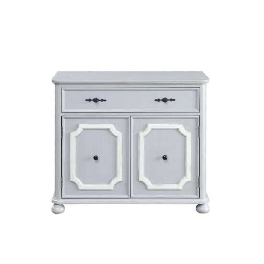 Furniture * | Coupon Simple Relax Wood Cabinet With Double Door In Gray Finish