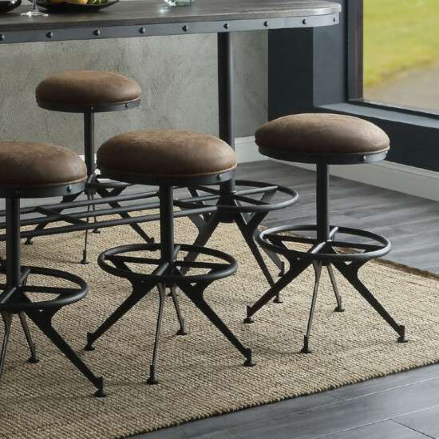 Furniture * | Deals Simple Relax Set Of 2 Counter Height Stool In Salvaged Brown And Black