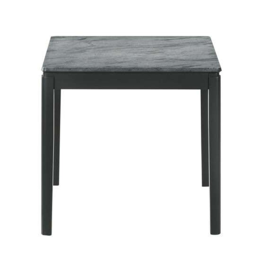 Furniture * | Coupon Simple Relax Square Faux Marble End Table In Grey And Black Finish