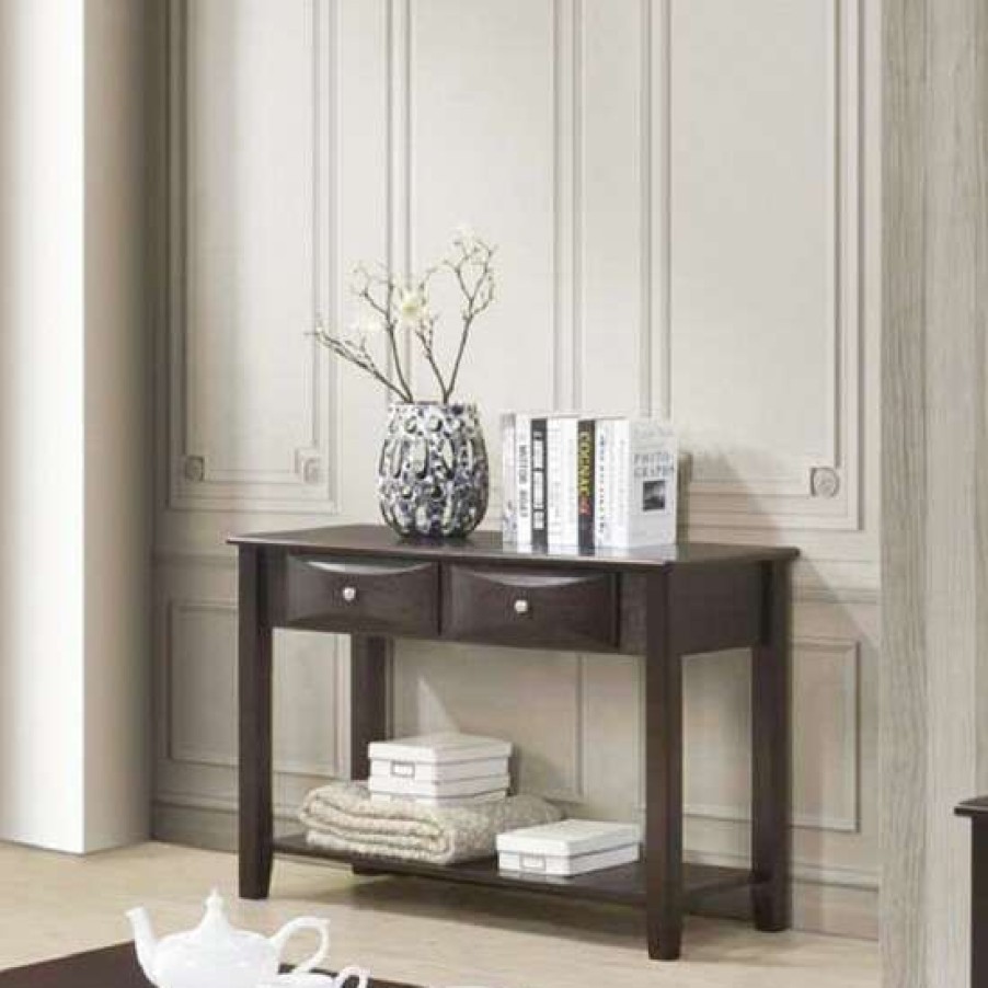 Furniture * | Best Sale Simple Relax Console Table Of Two Drawers In Brown