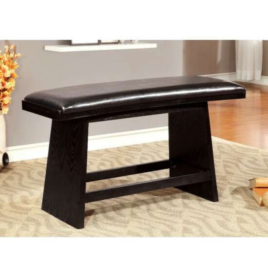 Furniture * | Cheap Simple Relax Wooden Counter Height Seating Bench In Black Finish