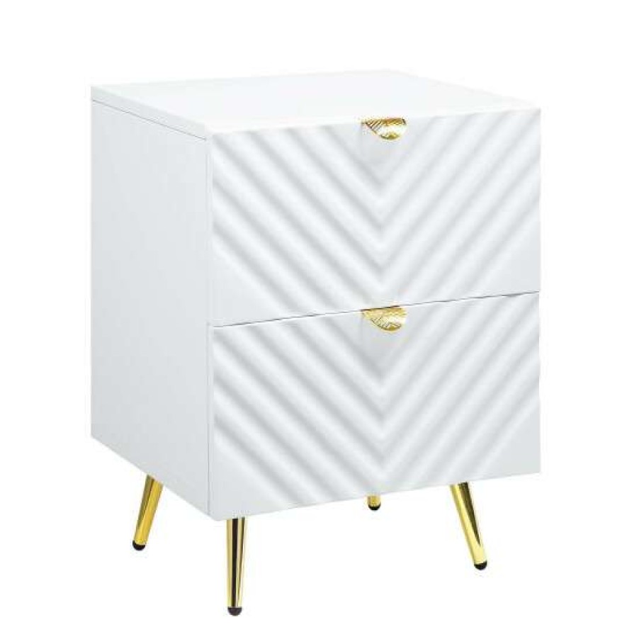 Furniture * | Best Reviews Of Simple Relax 2 Drawers Nightstand With Metal Legs