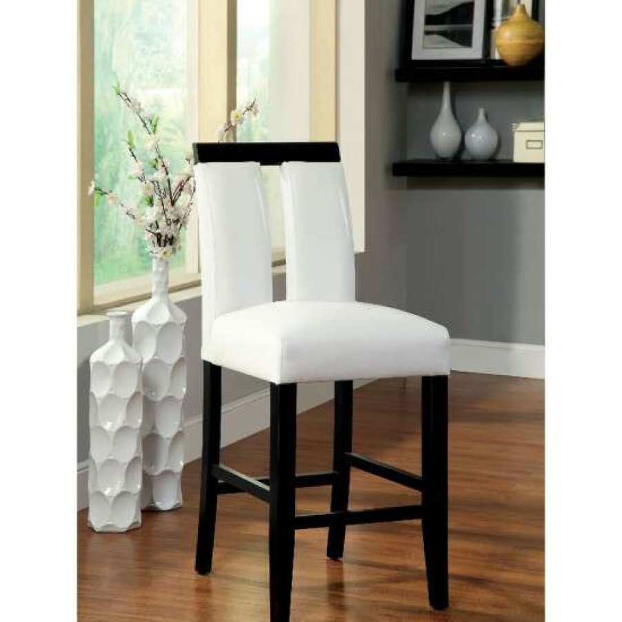 Furniture * | Outlet Simple Relax Set Of 2 Leatherette Counter Height Dining Chair In Black And White Counter Height