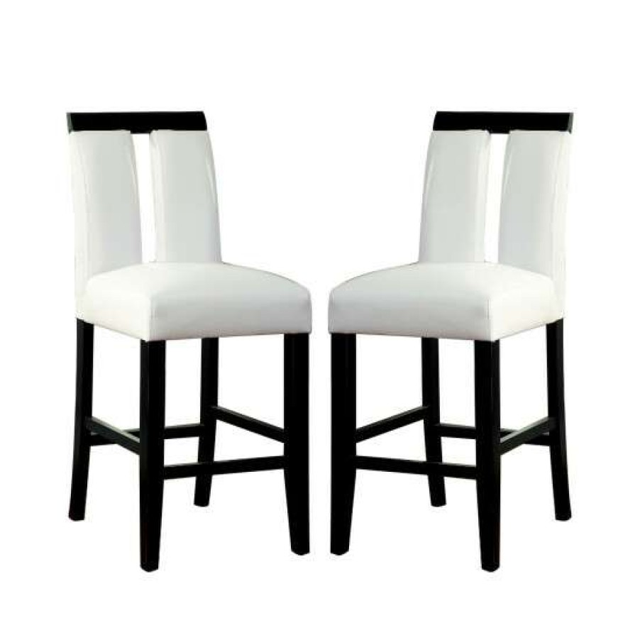 Furniture * | Outlet Simple Relax Set Of 2 Leatherette Counter Height Dining Chair In Black And White Counter Height