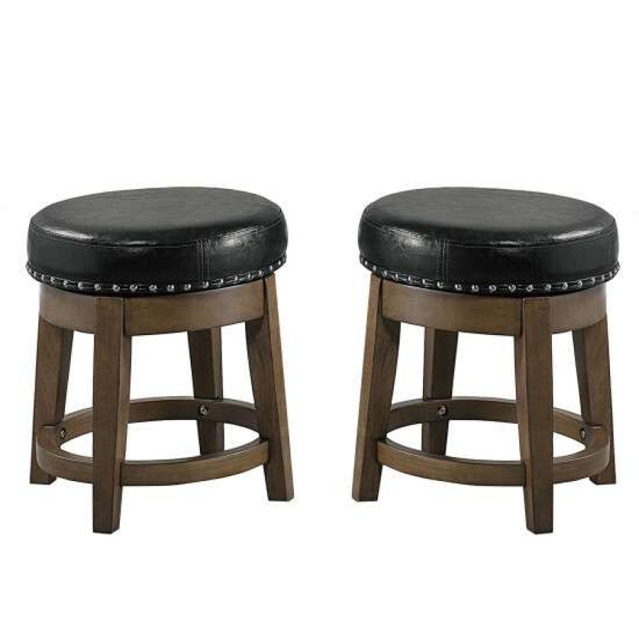 Furniture * | Deals Simple Relax Set Of 2 18 -Inches Pu Swivel Stool