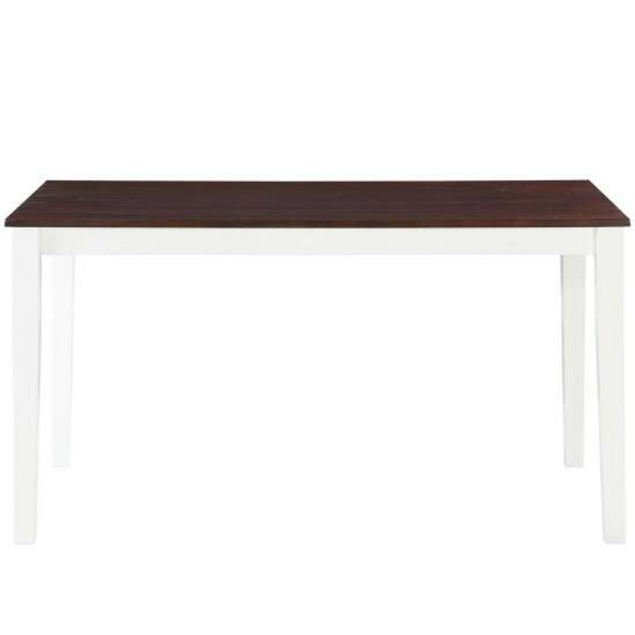 Furniture * | Best Sale Simple Relax Rectangular Dining Table In White And Walnut Finish