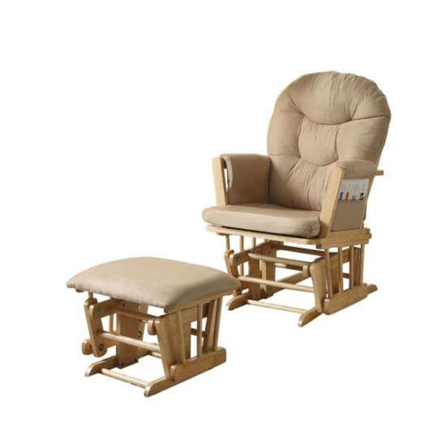 Furniture * | Deals Simple Relax 2 Piece Recliner Chair And Ottoman In Taupe And Natural Oak