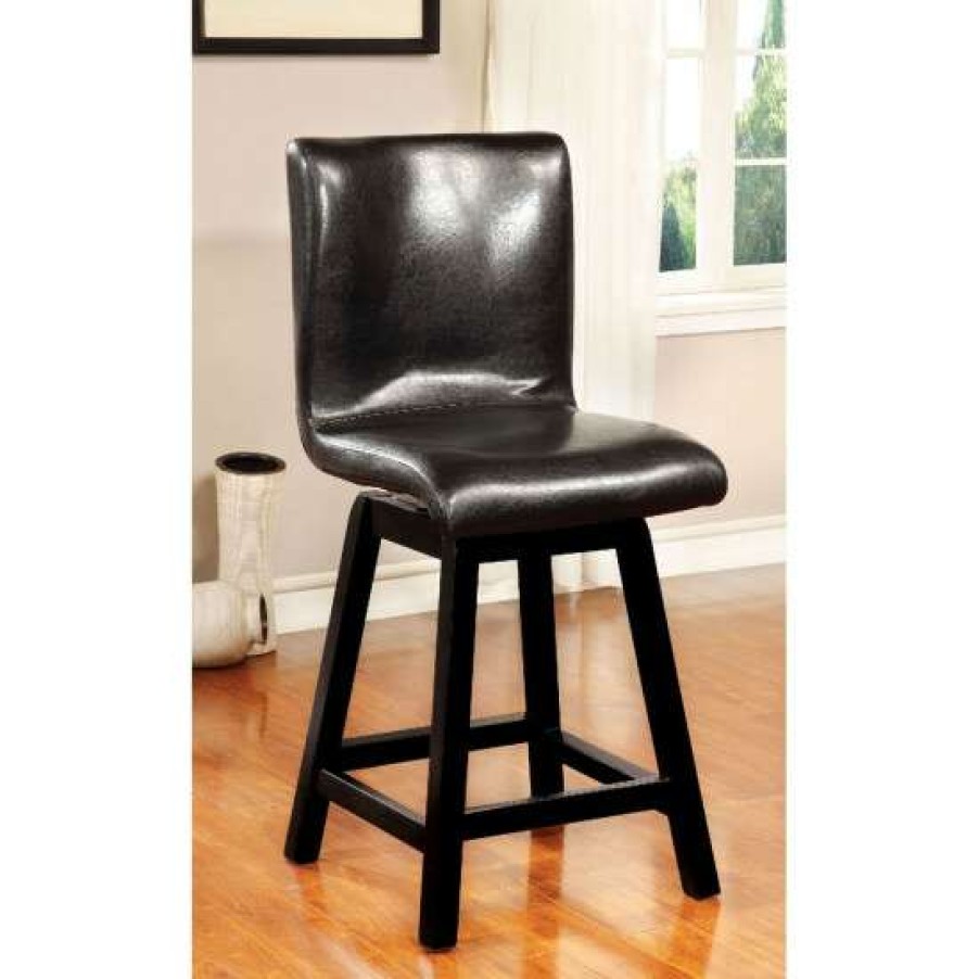 Furniture * | Best Pirce Simple Relax Set Of 2 Counter Height Seating Chair In Black Finish