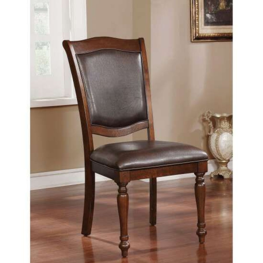 Furniture * | Brand New Simple Relax Set Of 2 Side Chair In Brown Cherry And Espresso