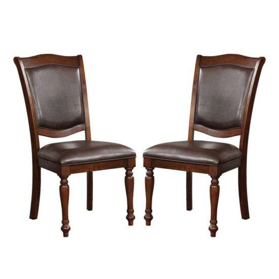 Furniture * | Brand New Simple Relax Set Of 2 Side Chair In Brown Cherry And Espresso