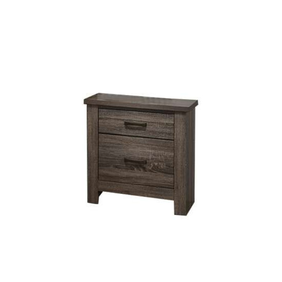 Furniture * | Best Pirce Simple Relax 2-Drawer Wood Nightstand In Weathered Grey Finish