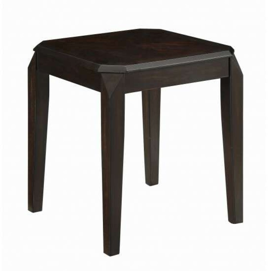 Furniture * | Hot Sale Simple Relax Square Wood End Table In Walnut