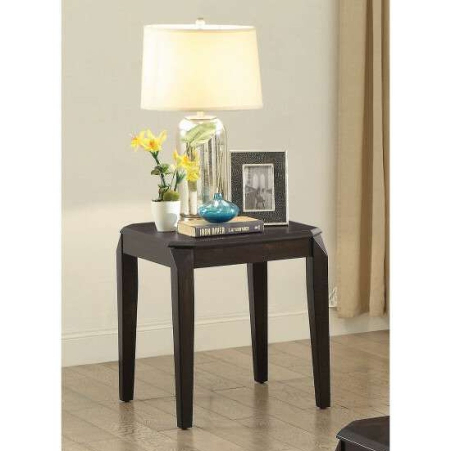 Furniture * | Hot Sale Simple Relax Square Wood End Table In Walnut