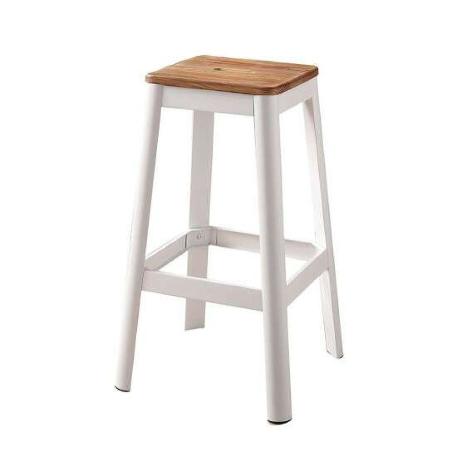 Furniture * | Brand New Simple Relax Wood Seat Backless Barstool