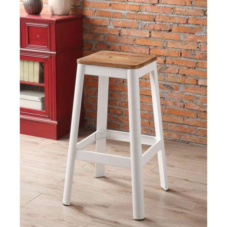 Furniture * | Brand New Simple Relax Wood Seat Backless Barstool