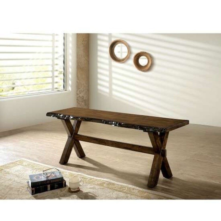 Furniture * | Outlet Simple Relax Transitional Style Solid Wood Bench In Walnut