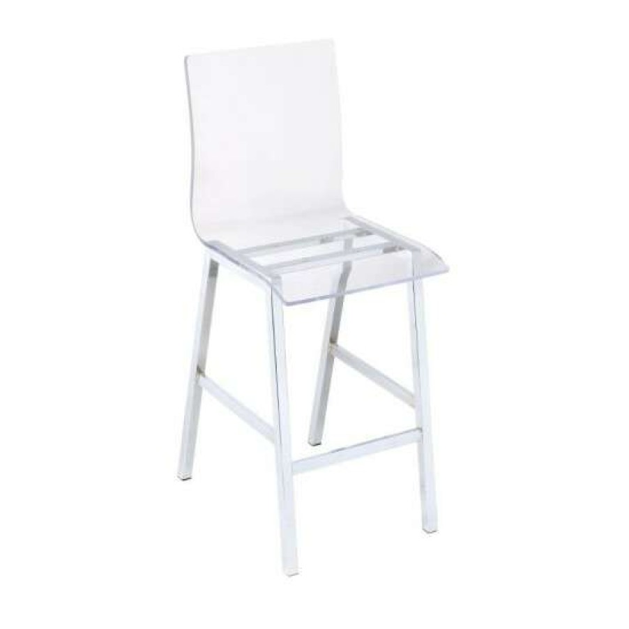 Furniture * | Flash Sale Simple Relax Set Of 2 Counter Height Chairs, Clear Acrylic And Chrome