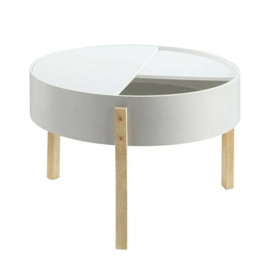 Furniture * | Hot Sale Simple Relax Wooen Coffee Table In White And Natural Finish