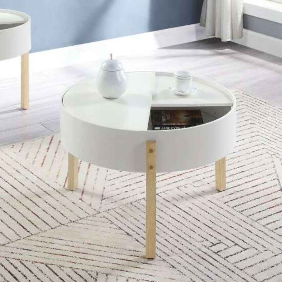 Furniture * | Hot Sale Simple Relax Wooen Coffee Table In White And Natural Finish