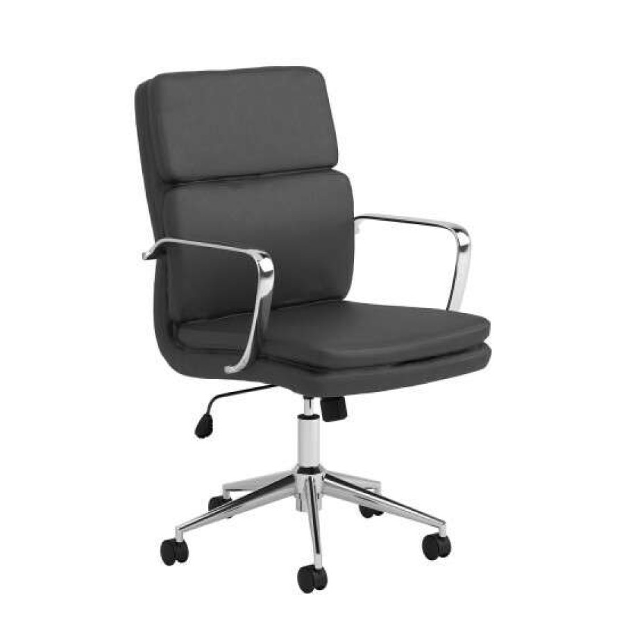 Furniture * | Outlet Simple Relax Standard Back Upholstered Office Chair In Black