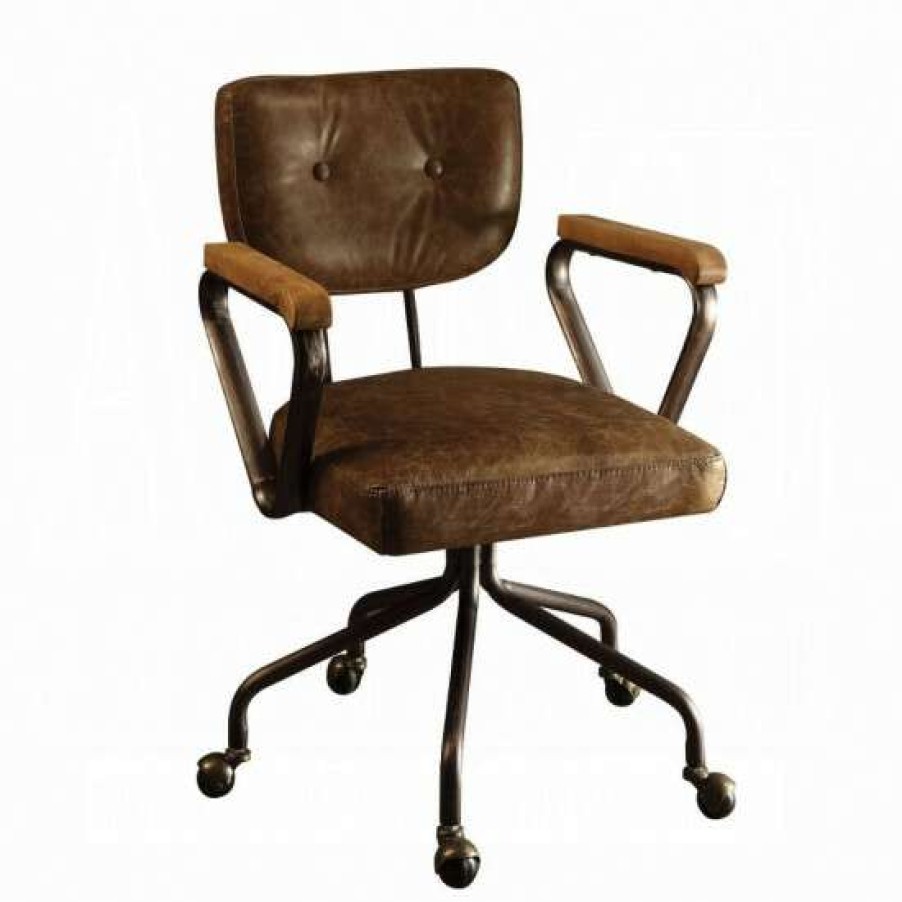 Furniture * | Hot Sale Simple Relax Top Grain Leather Executive Office Chair In Vintage Whiskey