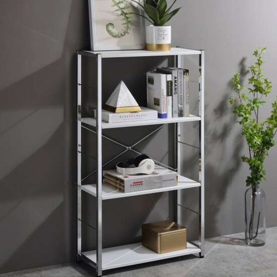 Furniture * | Deals Simple Relax Modern 4 Tier Bookshelf In White