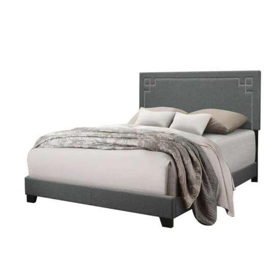 Furniture * | Best Reviews Of Simple Relax Fabric Upholstered Bed In Gray Finish