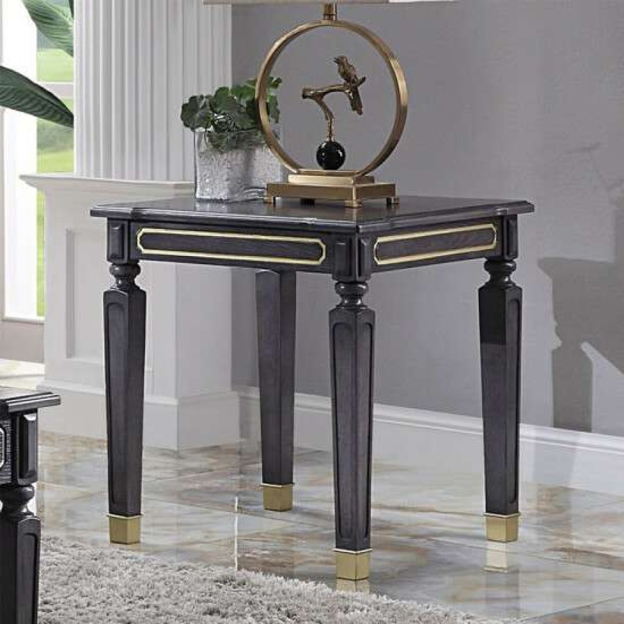 Furniture * | Coupon Simple Relax Wooden End Table In Tobacco Finish