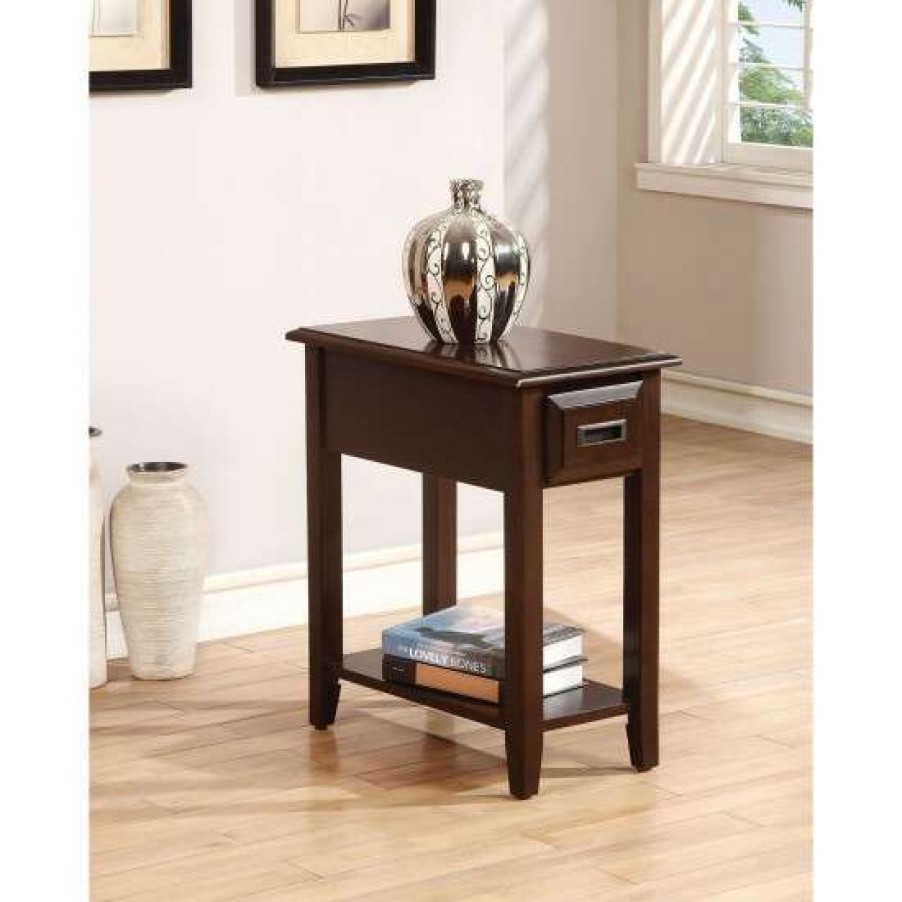 Furniture * | Coupon Simple Relax Wooden Side Table With 1 Drawer In Dark Cherry